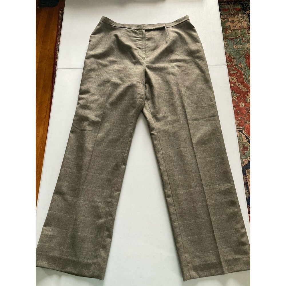Kasper Women’s 12P Lined Dress Pants Brown Plaid Excellent Condition Petite